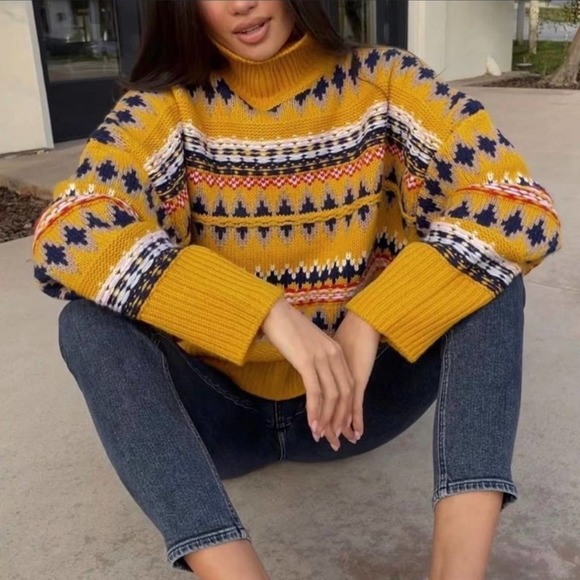 rag & bone Sweaters - Yellow Fair Isle Sweater by Rag and Bone
